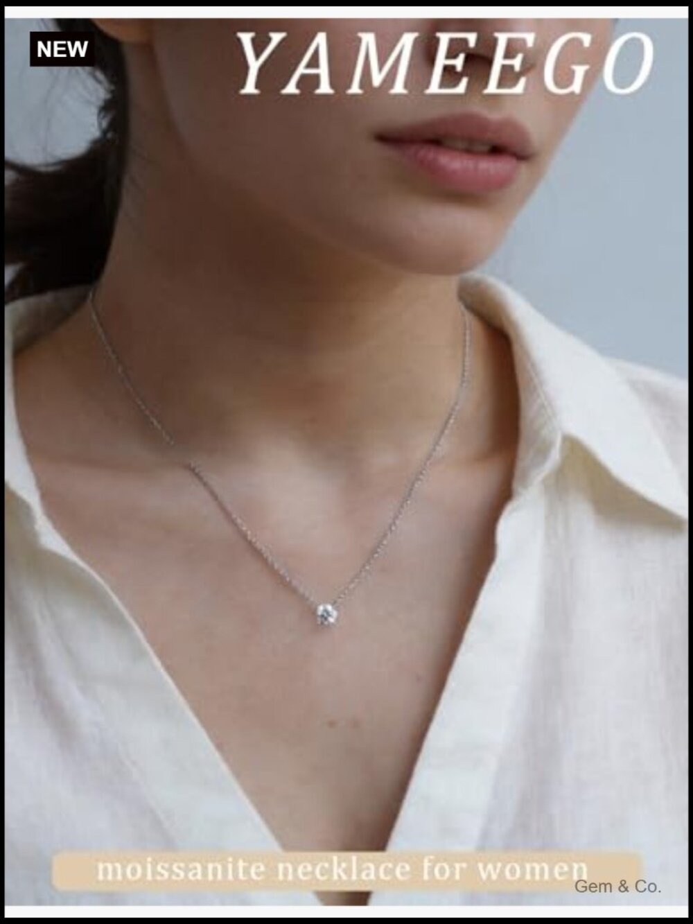 D Color VVS1 Round Cut Moissanite Pendant Necklace 18K Gold Plated Stackable - Picture 2 of 6